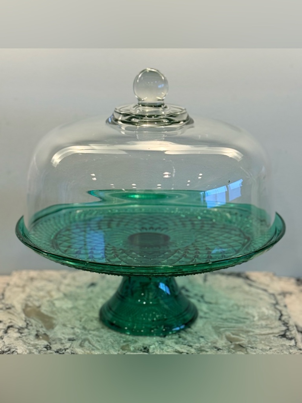 Anchor Hocking Wexford Emerald Green 2-Pc. Footed Cake Set Model #69080 IOB - Picture 6 of 16